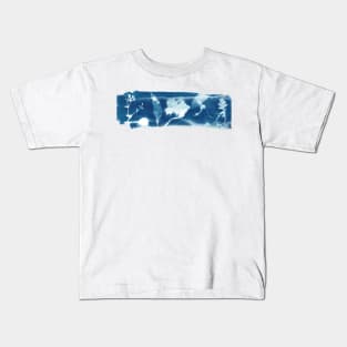 Beach landscape collage in cyanotype blue Kids T-Shirt